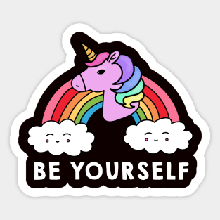 Be Yourself Unicorn Rainbow Sticker